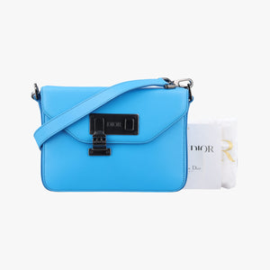 Pre-owned Christian Dior Lock Blue Leather  shoulderbag | stylenewstar