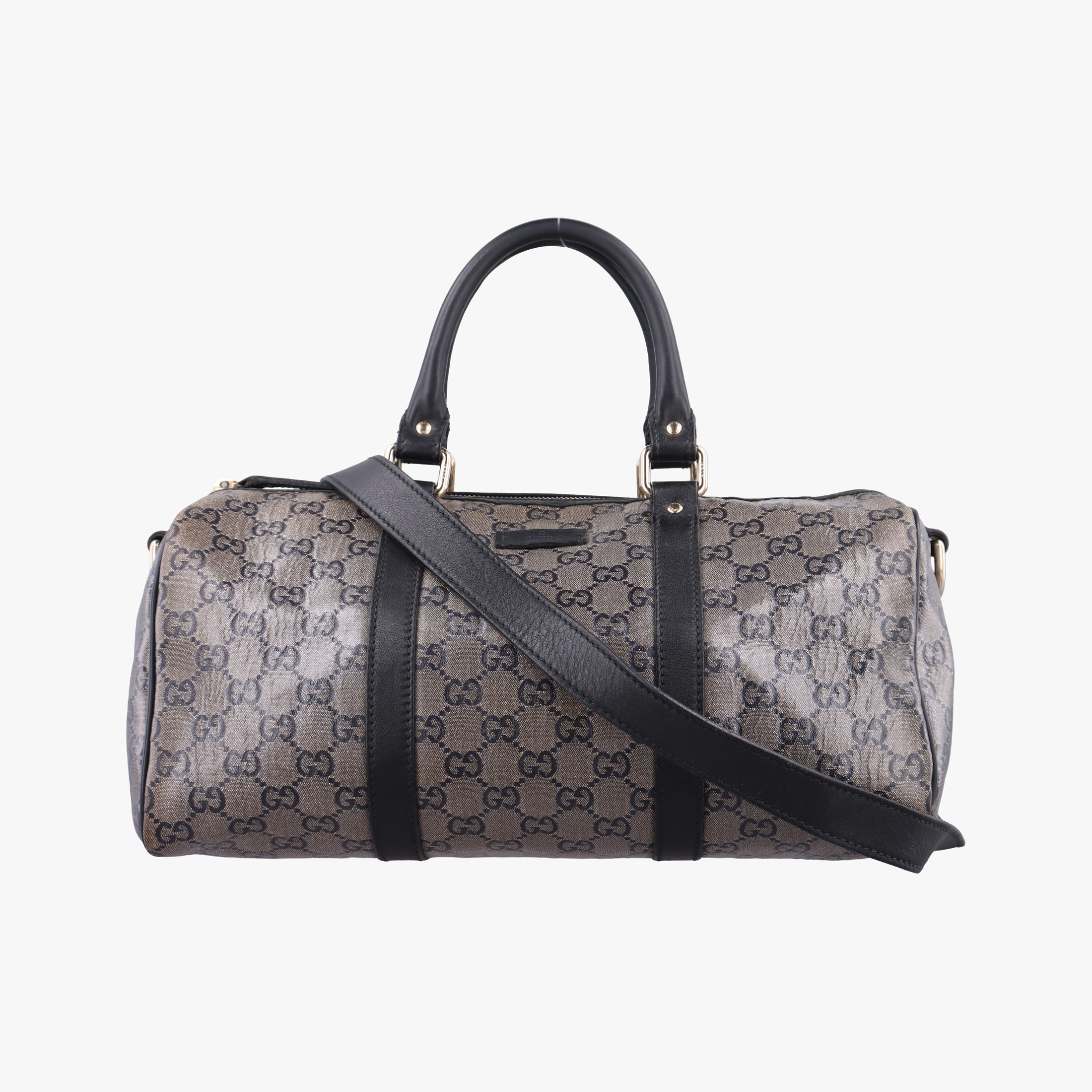 Pre-owned Gucci GG plus Spring Joy GG Supreme Grey PVC coated canvas×Leather 203696 shoulderbag | stylenewstar