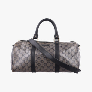 Pre-owned Gucci GG plus Spring Joy GG Supreme Grey PVC coated canvas×Leather 203696 shoulderbag | stylenewstar