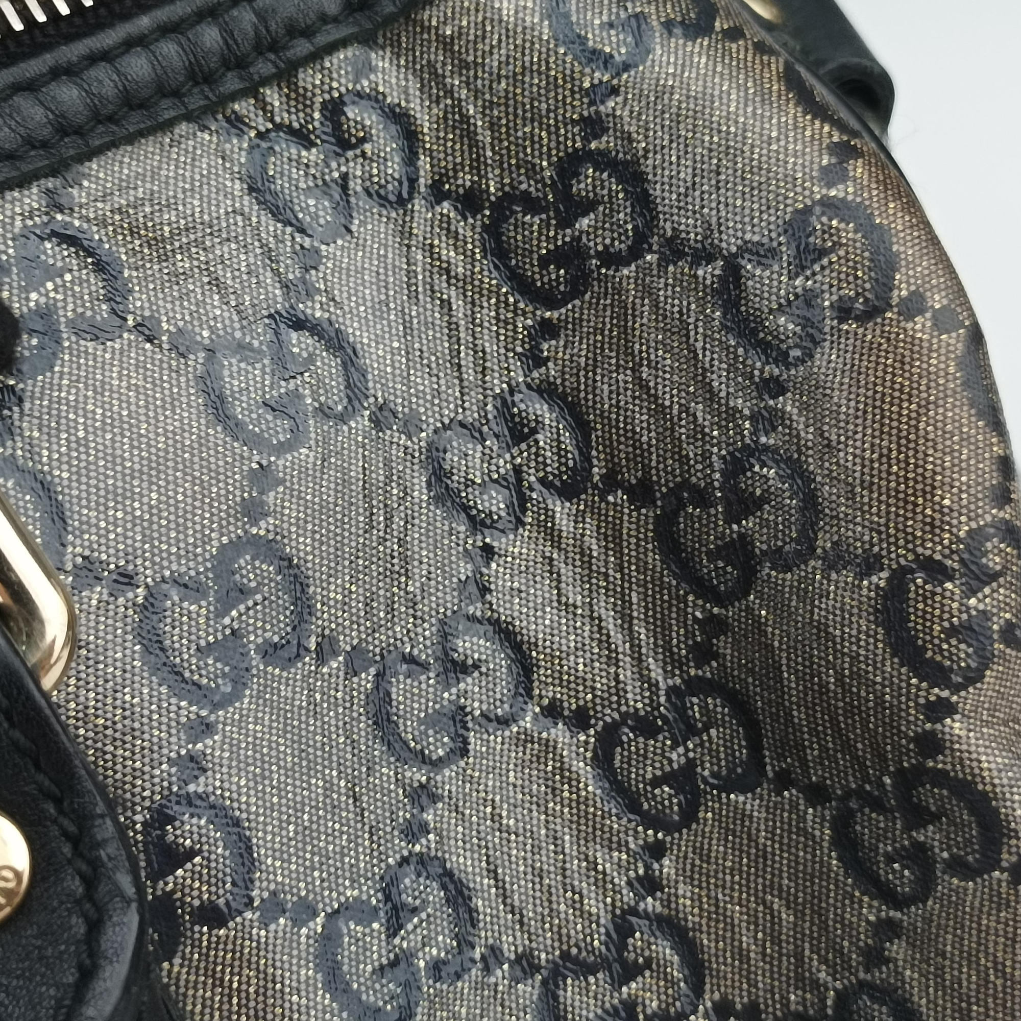Pre-owned Gucci GG plus Spring Joy GG Supreme Grey PVC coated canvas×Leather 203696 shoulderbag | stylenewstar