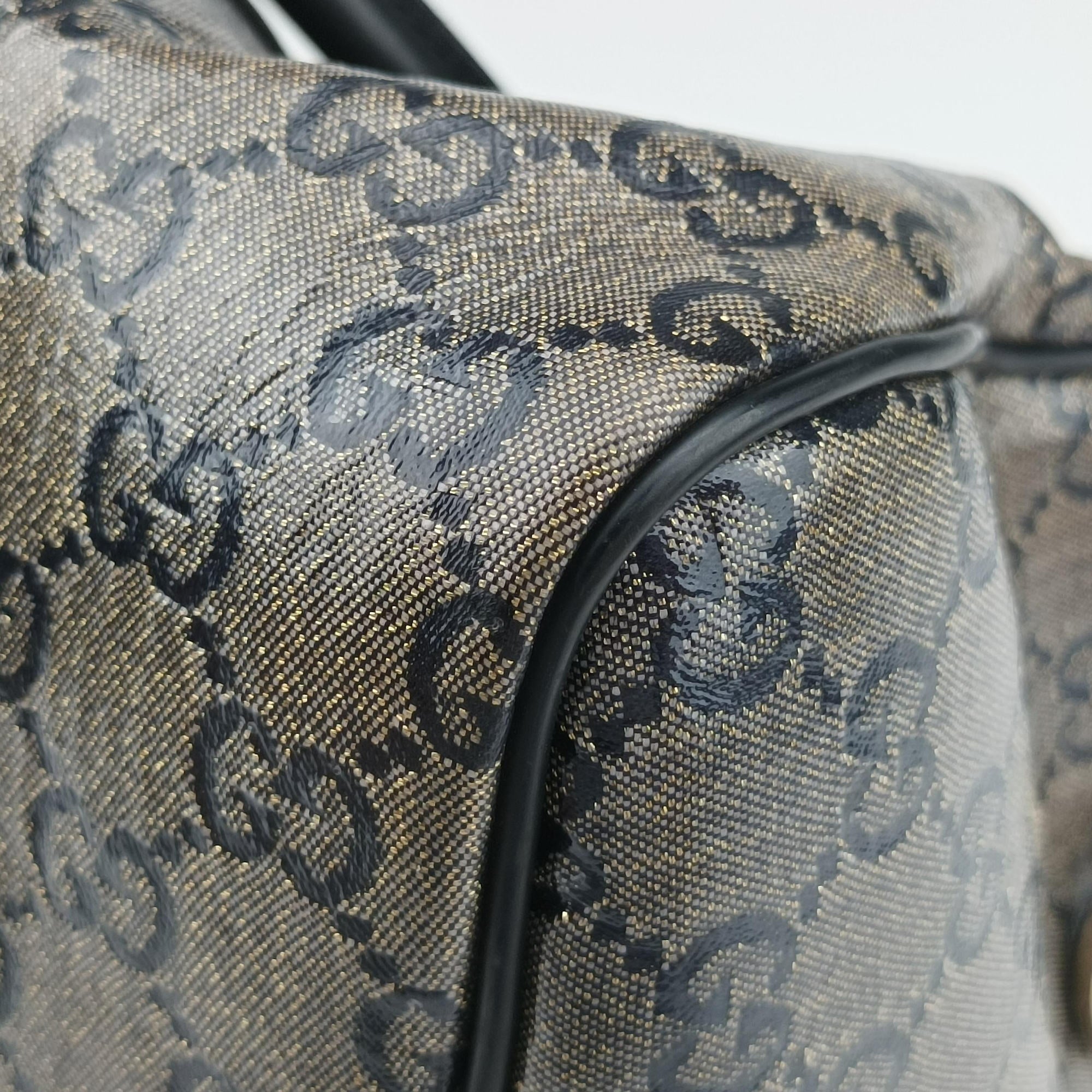 Pre-owned Gucci GG plus Spring Joy GG Supreme Grey PVC coated canvas×Leather 203696 shoulderbag | stylenewstar