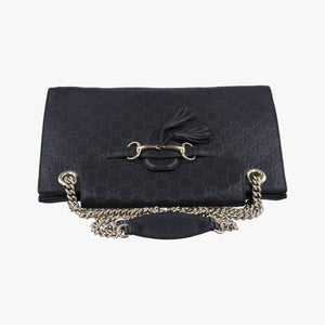 Pre-owned Gucci Emily Black Leather 295403 shoulderbag | stylenewstar