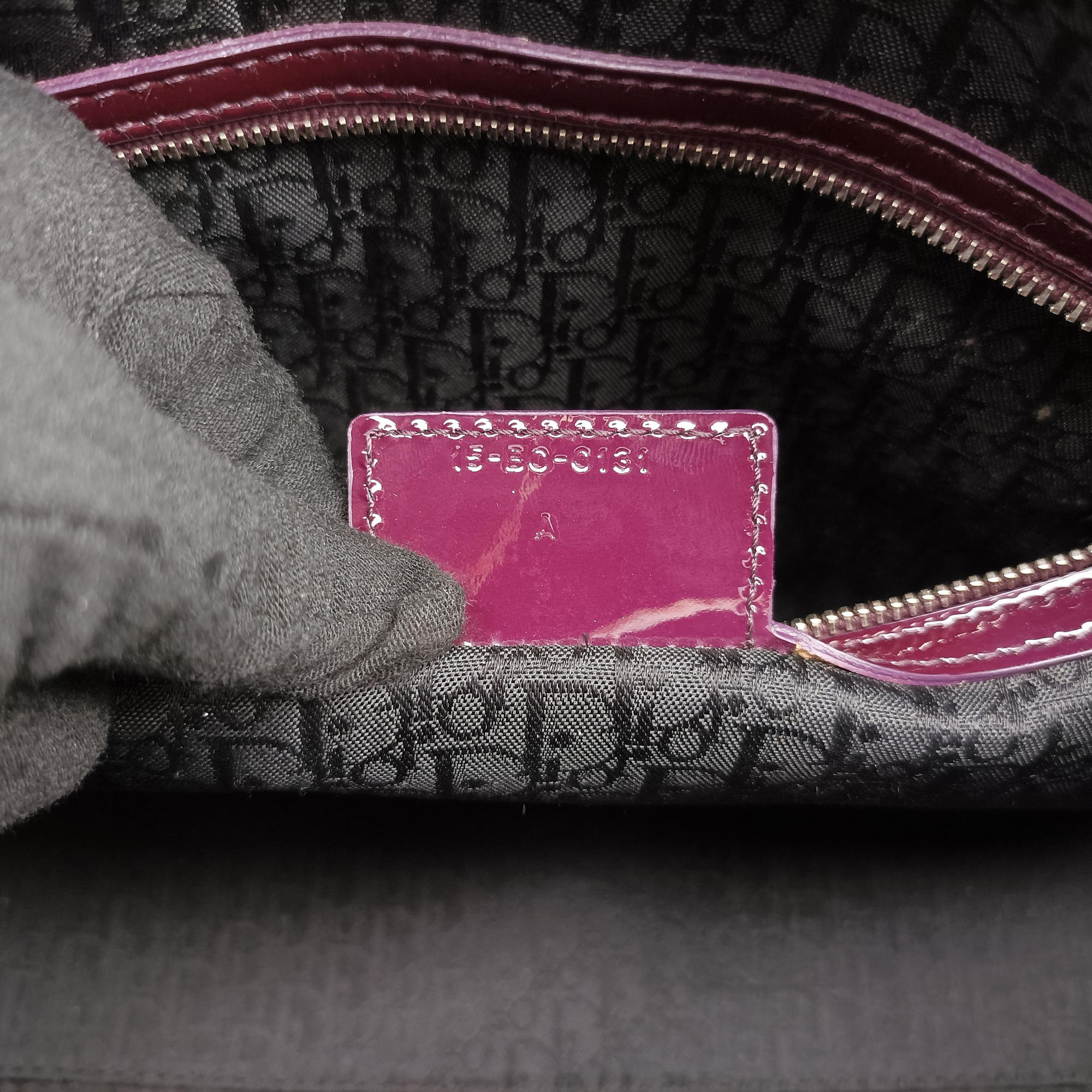 Pre-owned Christian Dior Lady Dior Burgundy patent  shoulderbag | stylenewstar