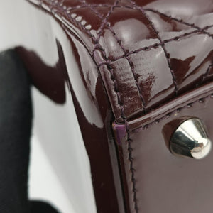 Pre-owned Christian Dior Lady Dior Burgundy patent  shoulderbag | stylenewstar