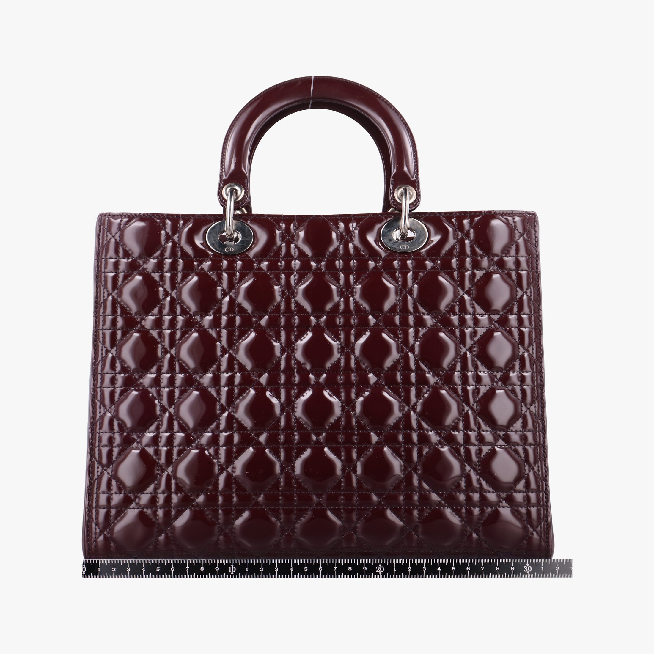 Pre-owned Christian Dior Lady Dior Burgundy patent  shoulderbag | stylenewstar