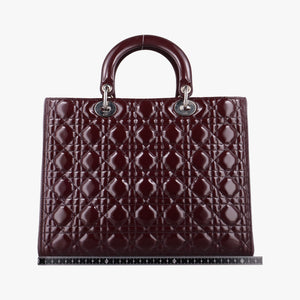 Pre-owned Christian Dior Lady Dior Burgundy patent  shoulderbag | stylenewstar