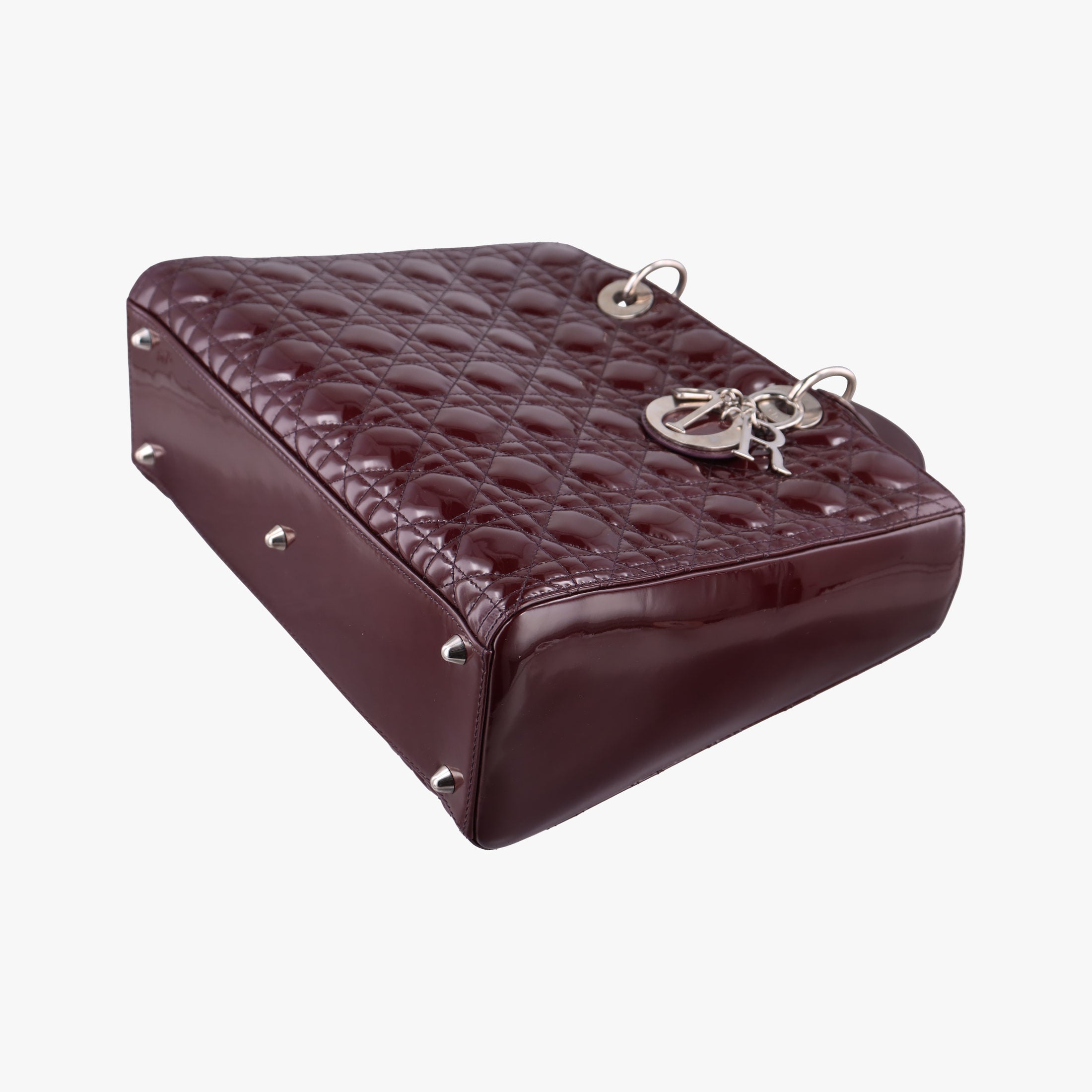 Pre-owned Christian Dior Lady Dior Burgundy patent  shoulderbag | stylenewstar