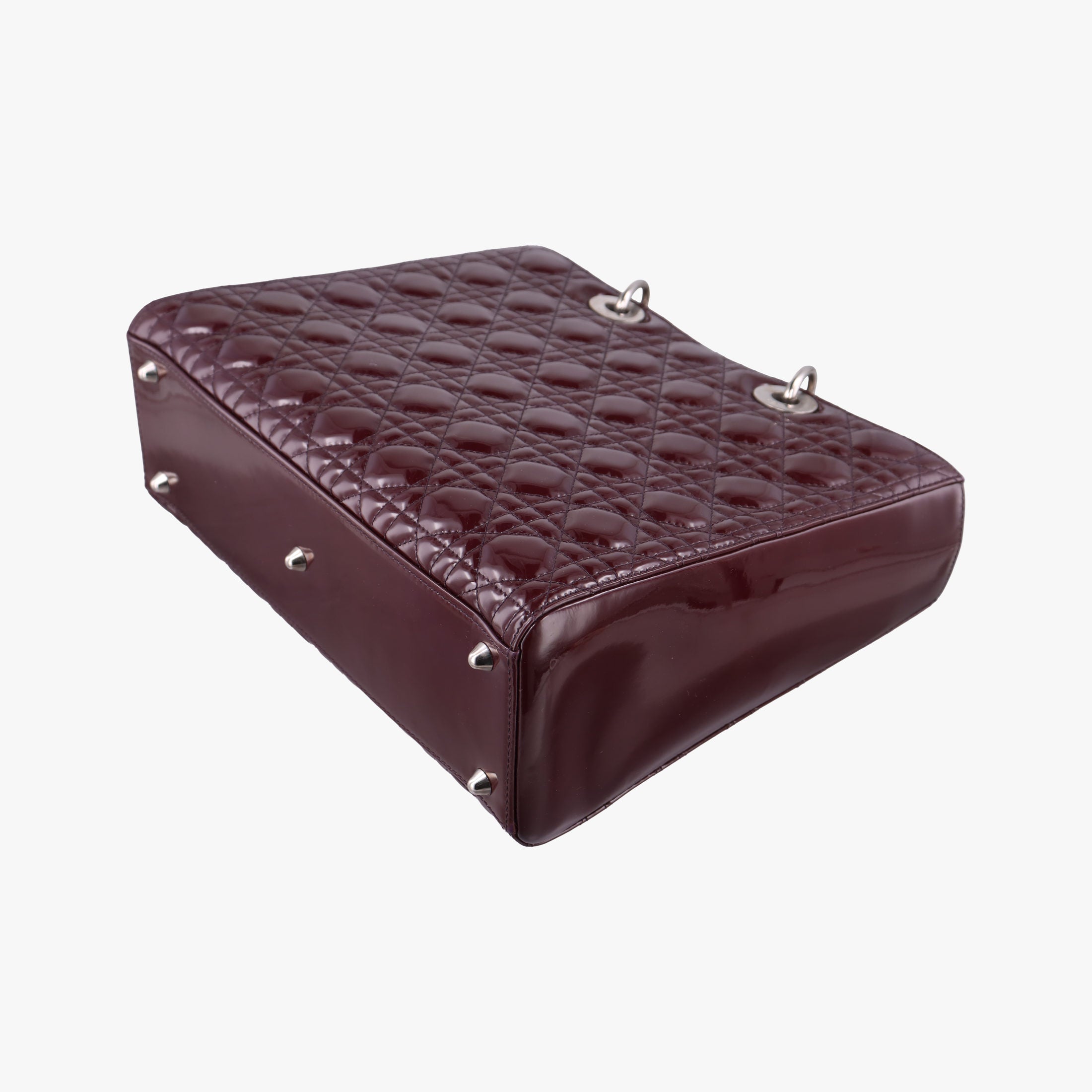 Pre-owned Christian Dior Lady Dior Burgundy patent  shoulderbag | stylenewstar