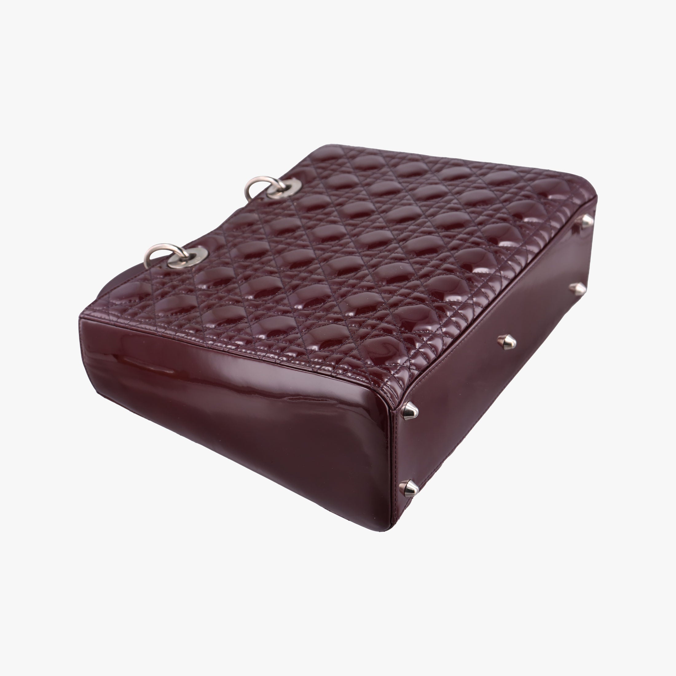 Pre-owned Christian Dior Lady Dior Burgundy patent  shoulderbag | stylenewstar