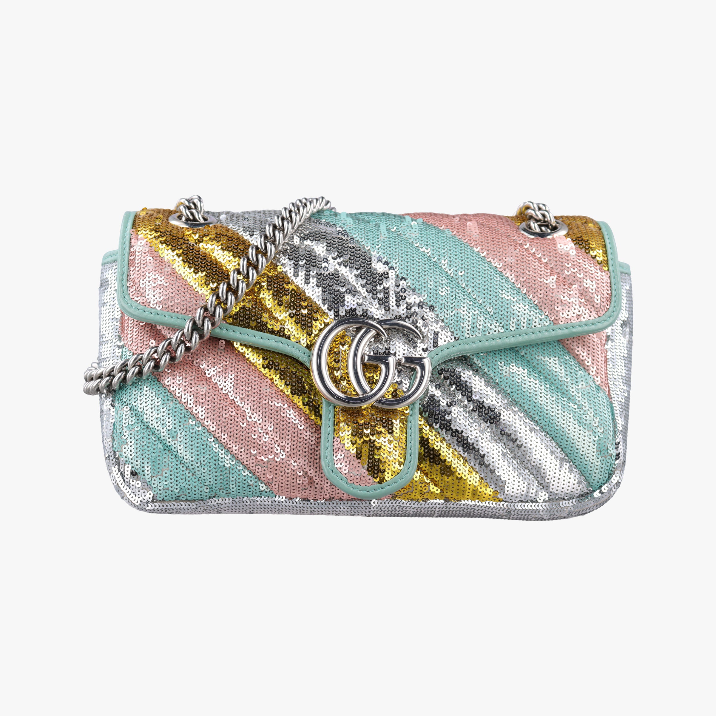 Pre-owned Gucci GG Marmont Multicolour Sequins 443497 shoulderbag | stylenewstar