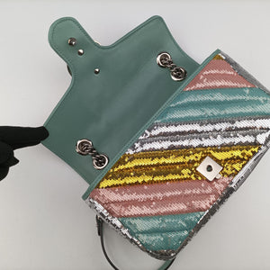 Pre-owned Gucci GG Marmont Multicolour Sequins 443497 shoulderbag | stylenewstar