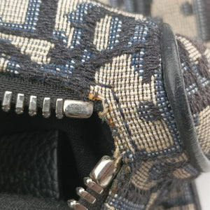 Pre-owned Christian Dior saddle Navy Jacquard×Leather  crossbodybag | stylenewstar