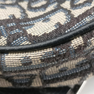 Pre-owned Christian Dior saddle Navy Jacquard×Leather  crossbodybag | stylenewstar