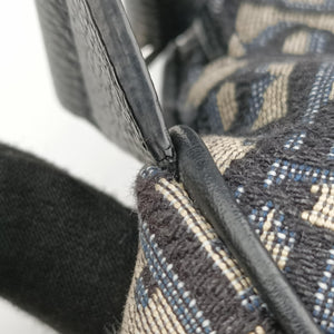 Pre-owned Christian Dior saddle Navy Jacquard×Leather  crossbodybag | stylenewstar