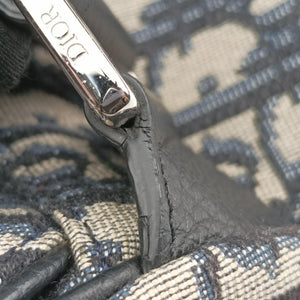 Pre-owned Christian Dior saddle Navy Jacquard×Leather  crossbodybag | stylenewstar