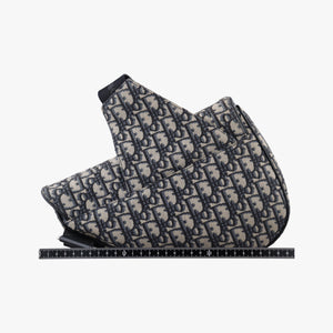 Pre-owned Christian Dior saddle Navy Jacquard×Leather  crossbodybag | stylenewstar