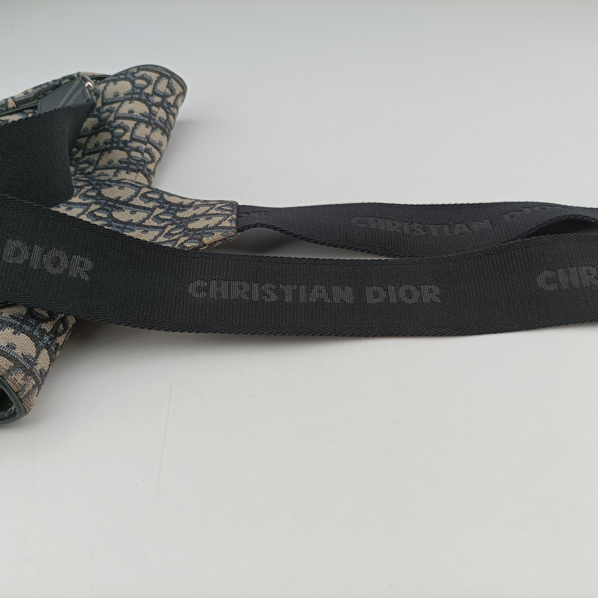 Pre-owned Christian Dior saddle Navy Jacquard×Leather  crossbodybag | stylenewstar