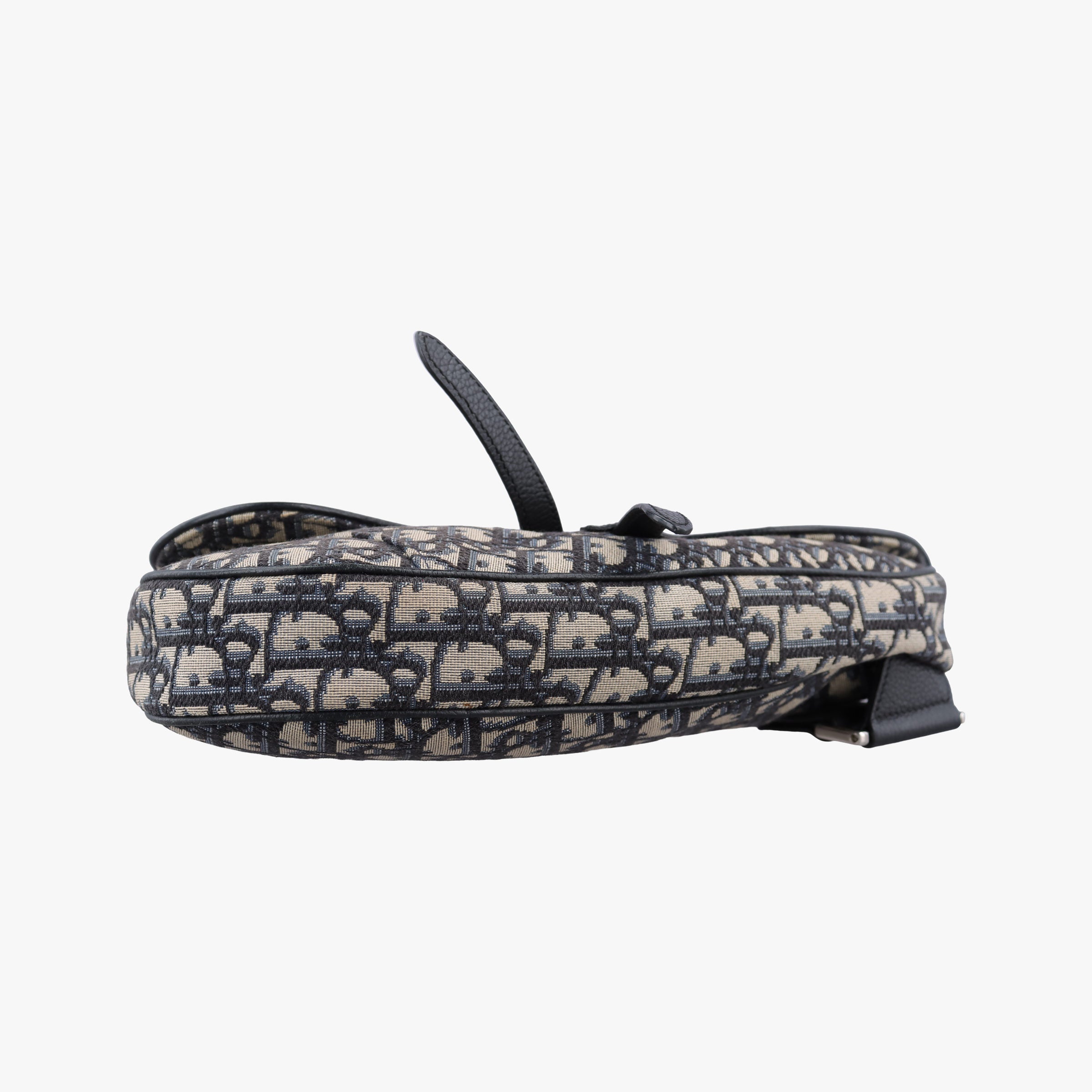 Pre-owned Christian Dior saddle Navy Jacquard×Leather  crossbodybag | stylenewstar