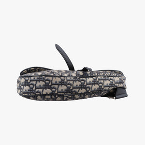 Pre-owned Christian Dior saddle Navy Jacquard×Leather  crossbodybag | stylenewstar