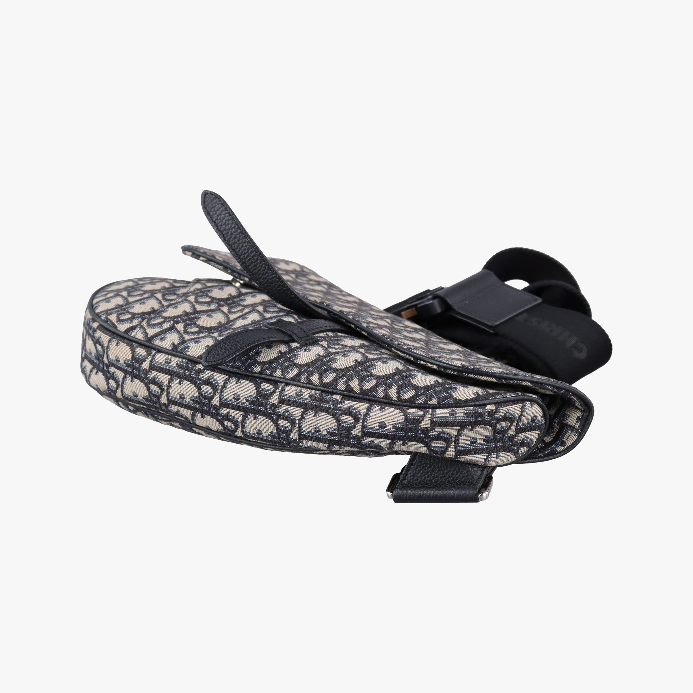 Pre-owned Christian Dior saddle Navy Jacquard×Leather  crossbodybag | stylenewstar
