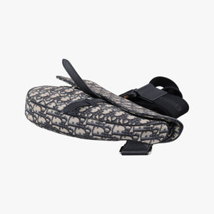 Pre-owned Christian Dior saddle Navy Jacquard×Leather  crossbodybag | stylenewstar