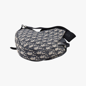 Pre-owned Christian Dior saddle Navy Jacquard×Leather  crossbodybag | stylenewstar