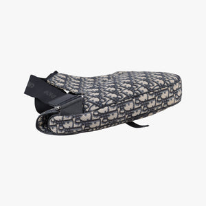 Pre-owned Christian Dior saddle Navy Jacquard×Leather  crossbodybag | stylenewstar