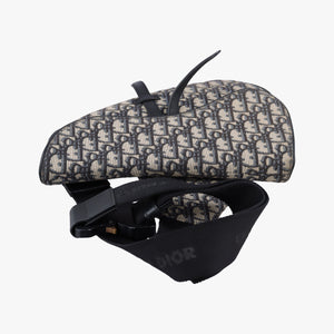 Pre-owned Christian Dior saddle Navy Jacquard×Leather  crossbodybag | stylenewstar