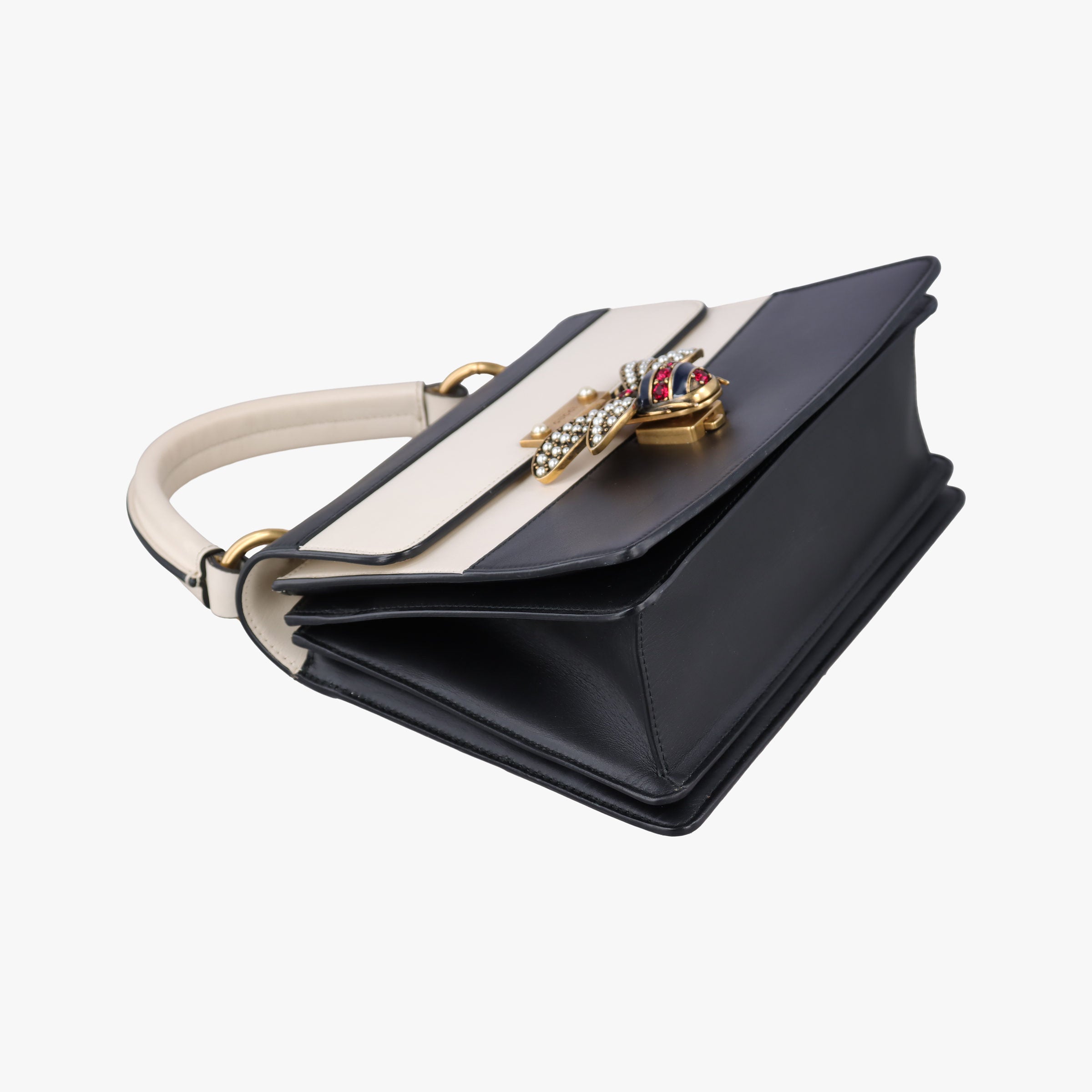 Pre-owned Gucci Queen Margaret Black×white Leather 476541 shoulderbag | stylenewstar