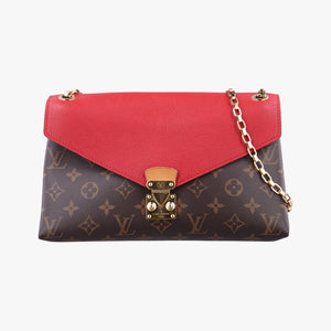 Vintage Louis Vuitton PALLAS Chain Brown×CERISE Monogram Canvas×calf leather M41201 shoulderbag | stylenewstar