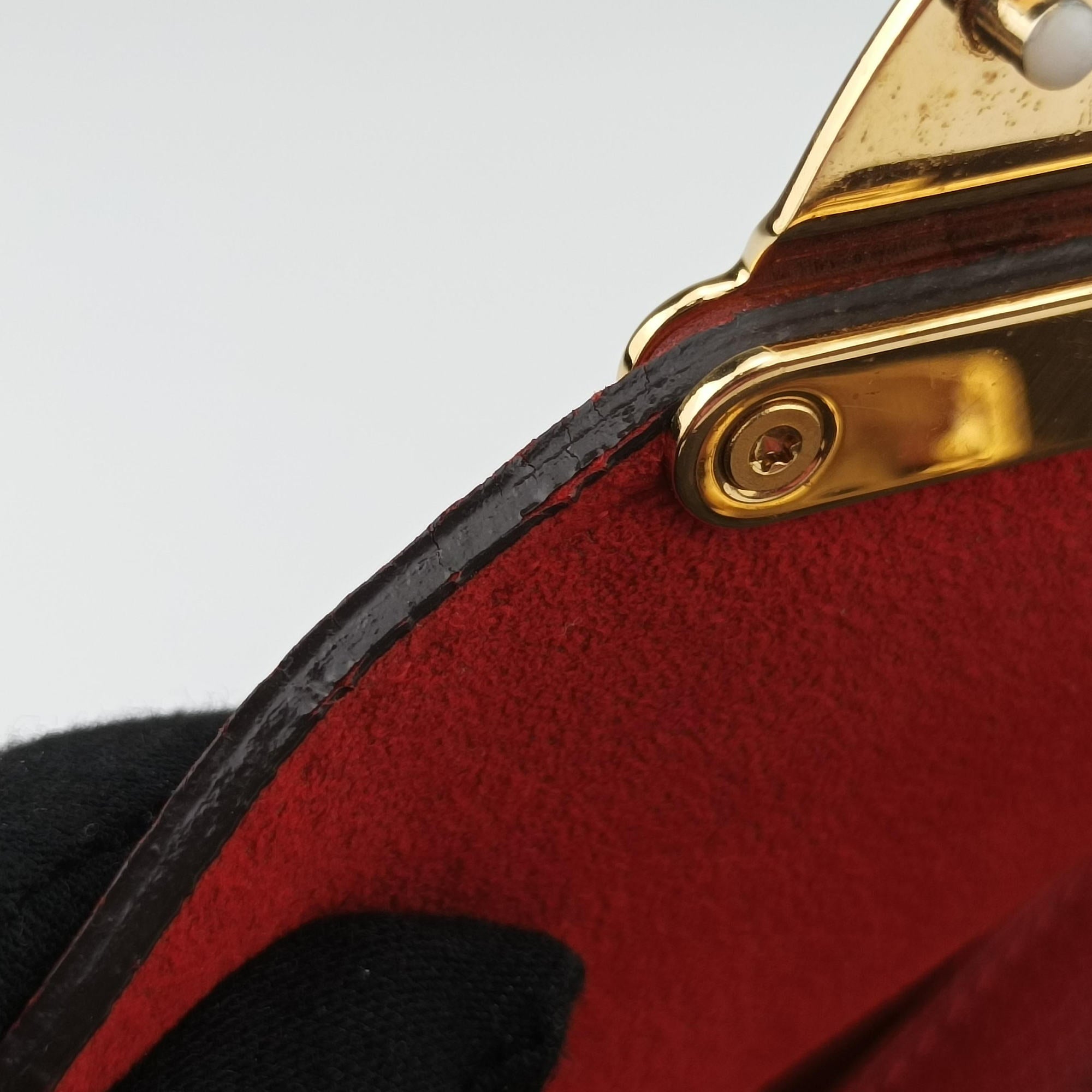 Vintage Louis Vuitton PALLAS Chain Brown×CERISE Monogram Canvas×calf leather M41201 shoulderbag | stylenewstar