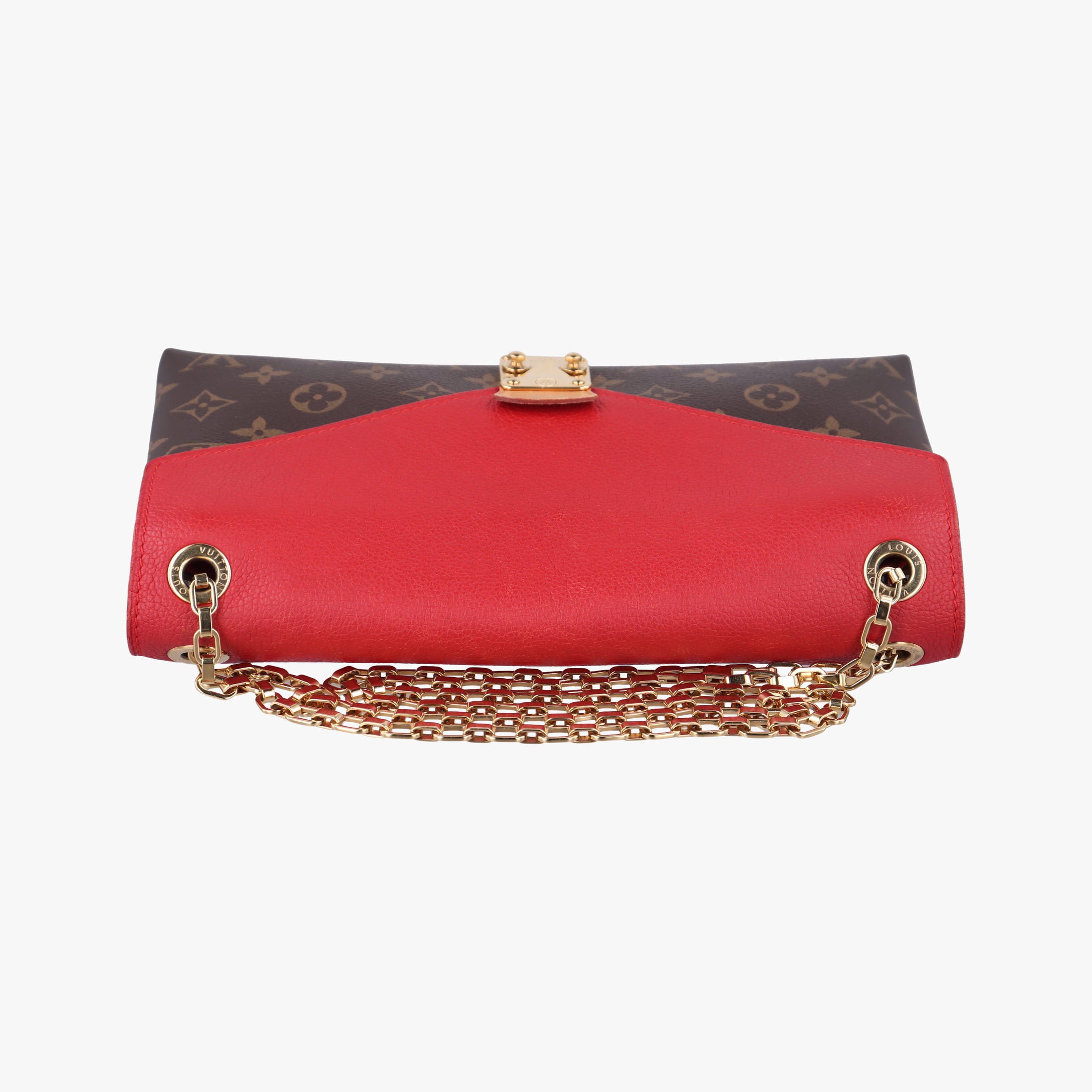 Vintage Louis Vuitton PALLAS Chain Brown×CERISE Monogram Canvas×calf leather M41201 shoulderbag | stylenewstar