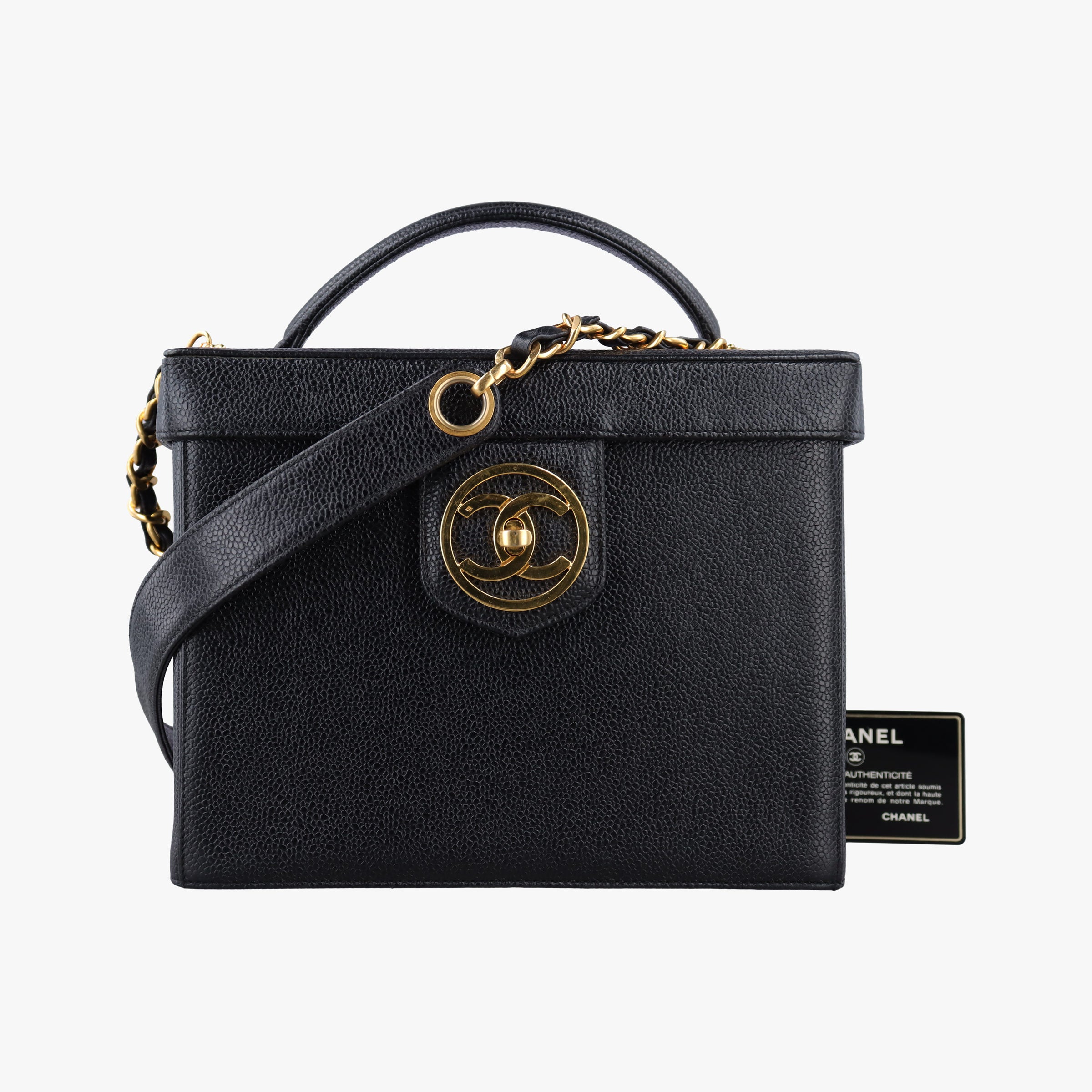 Vintage Chanel Cocomark Vanity Black Caviar skin A01999 shoulderbag | stylenewstar
