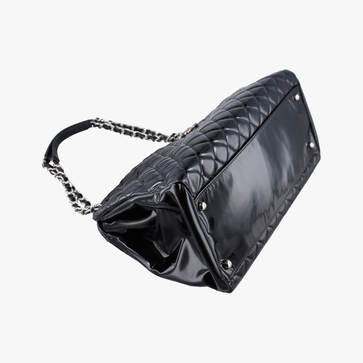 Pre-owned Chanel Mademoiselle Bowling Black Patent leather A50558 shoulderbag | stylenewstar
