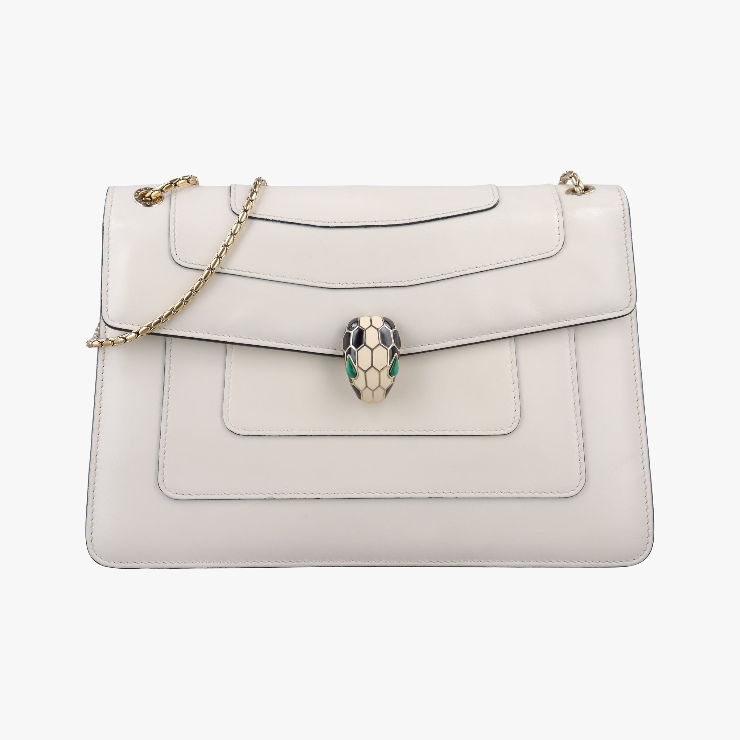 Vintage Bvlgari SERPENTI FOREVER White Leather  shoulderbag | stylenewstar