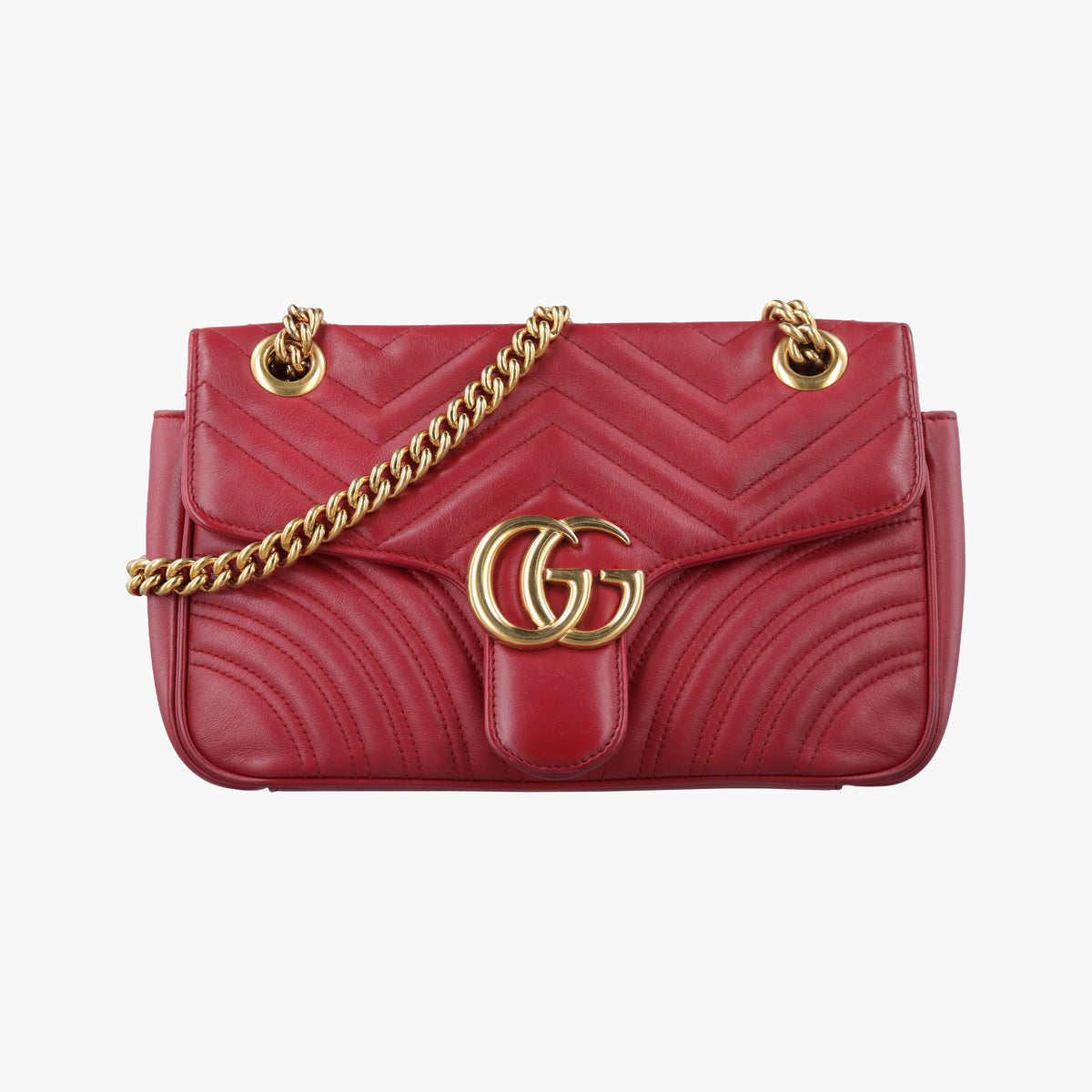 Pre-owned Gucci GG Marmont Red Leather 443497 shoulderbag | stylenewstar