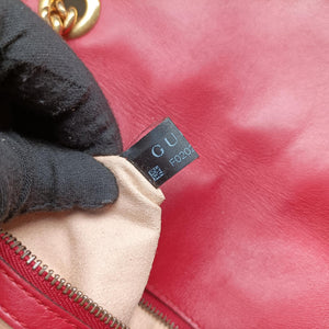 Pre-owned Gucci GG Marmont Red Leather 443497 shoulderbag | stylenewstar