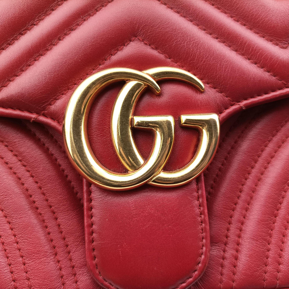 Pre-owned Gucci GG Marmont Red Leather 443497 shoulderbag | stylenewstar