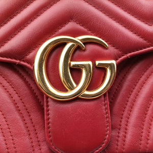 Pre-owned Gucci GG Marmont Red Leather 443497 shoulderbag | stylenewstar