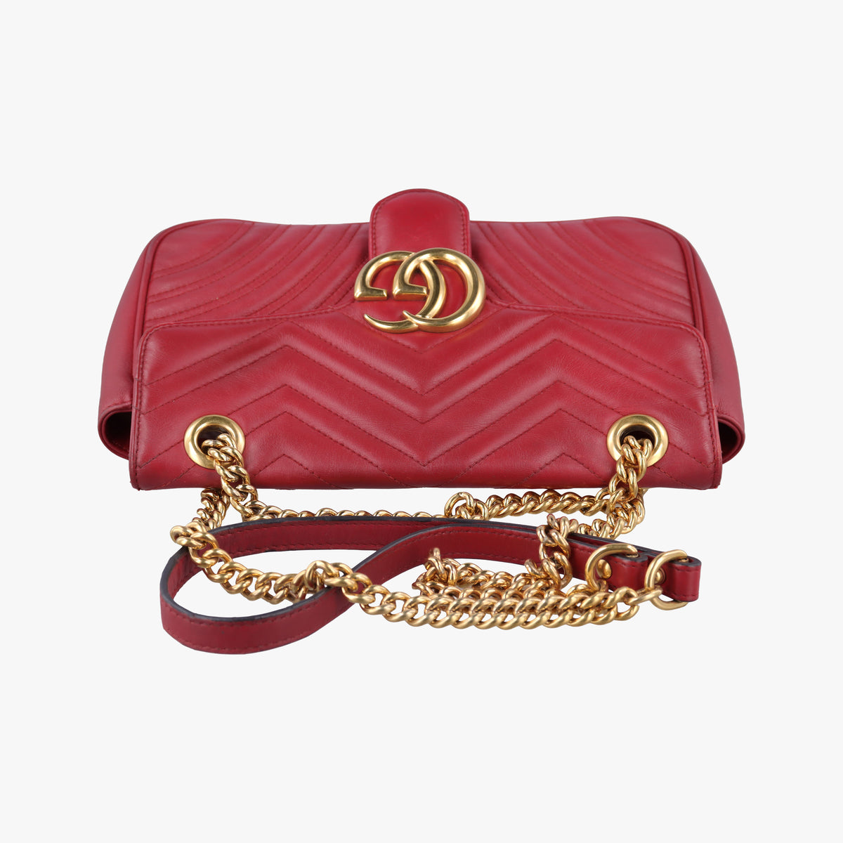 Pre-owned Gucci GG Marmont Red Leather 443497 shoulderbag | stylenewstar