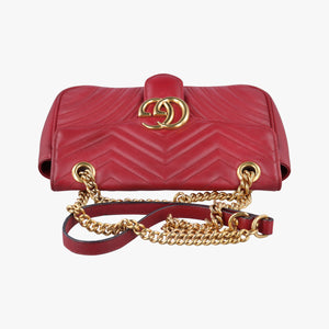 Pre-owned Gucci GG Marmont Red Leather 443497 shoulderbag | stylenewstar