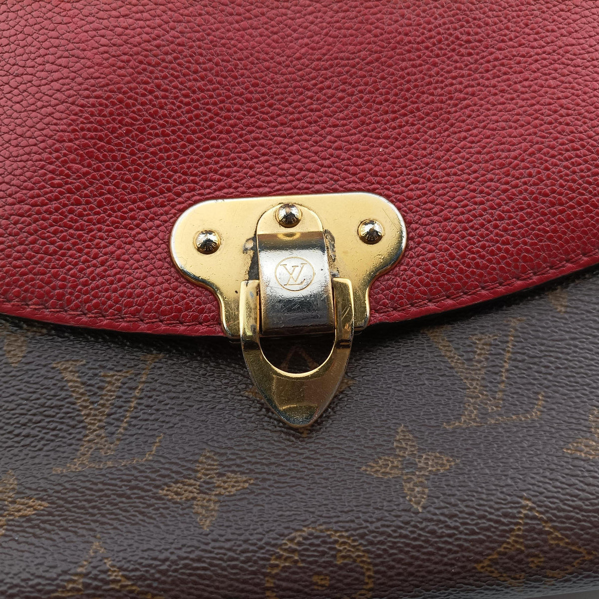 Vintage Louis Vuitton SAINT PLACIDE brown×CERISE Monogram Canvas×calf leather M43713 shoulderbag | stylenewstar