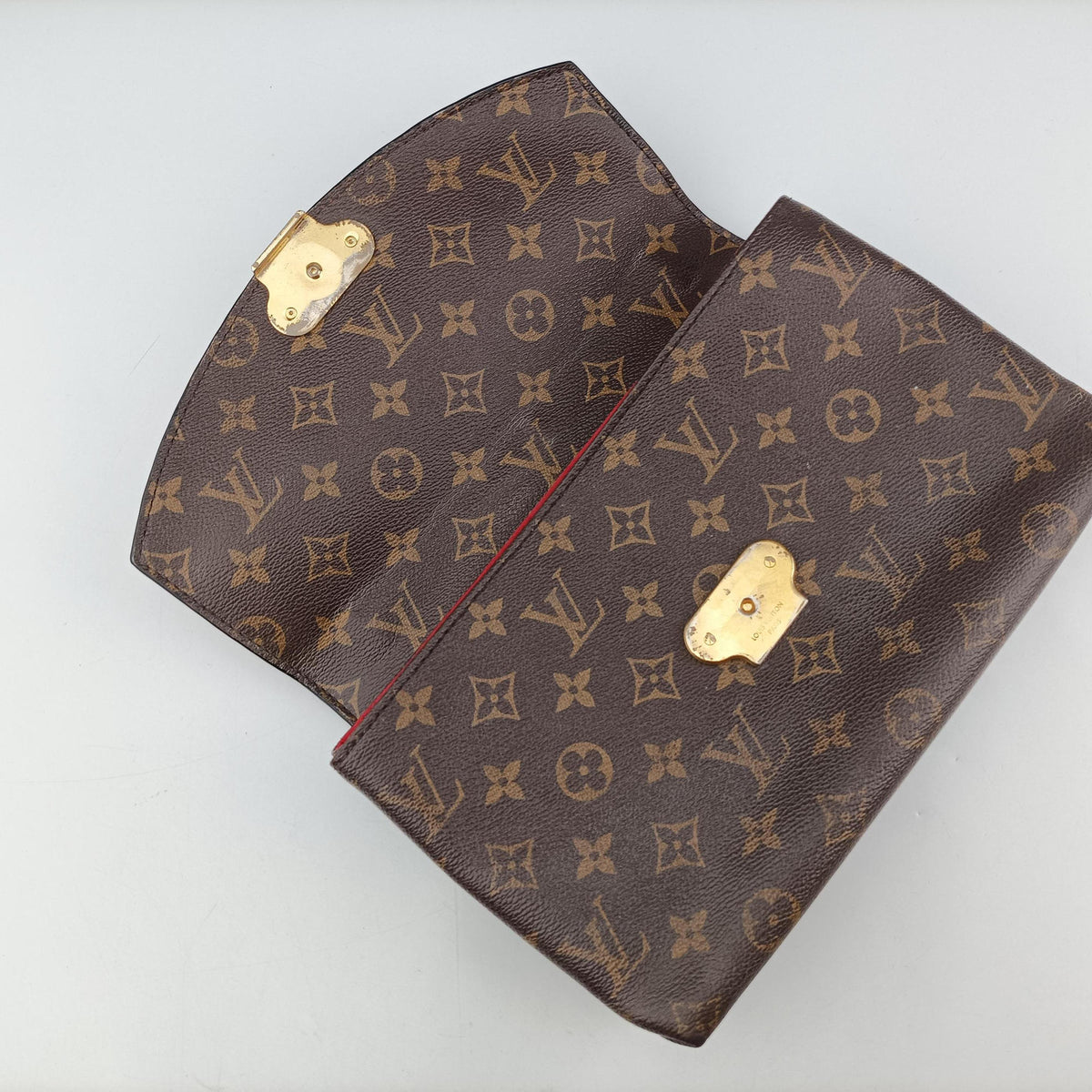 Vintage Louis Vuitton SAINT PLACIDE brown×CERISE Monogram Canvas×calf leather M43713 shoulderbag | stylenewstar
