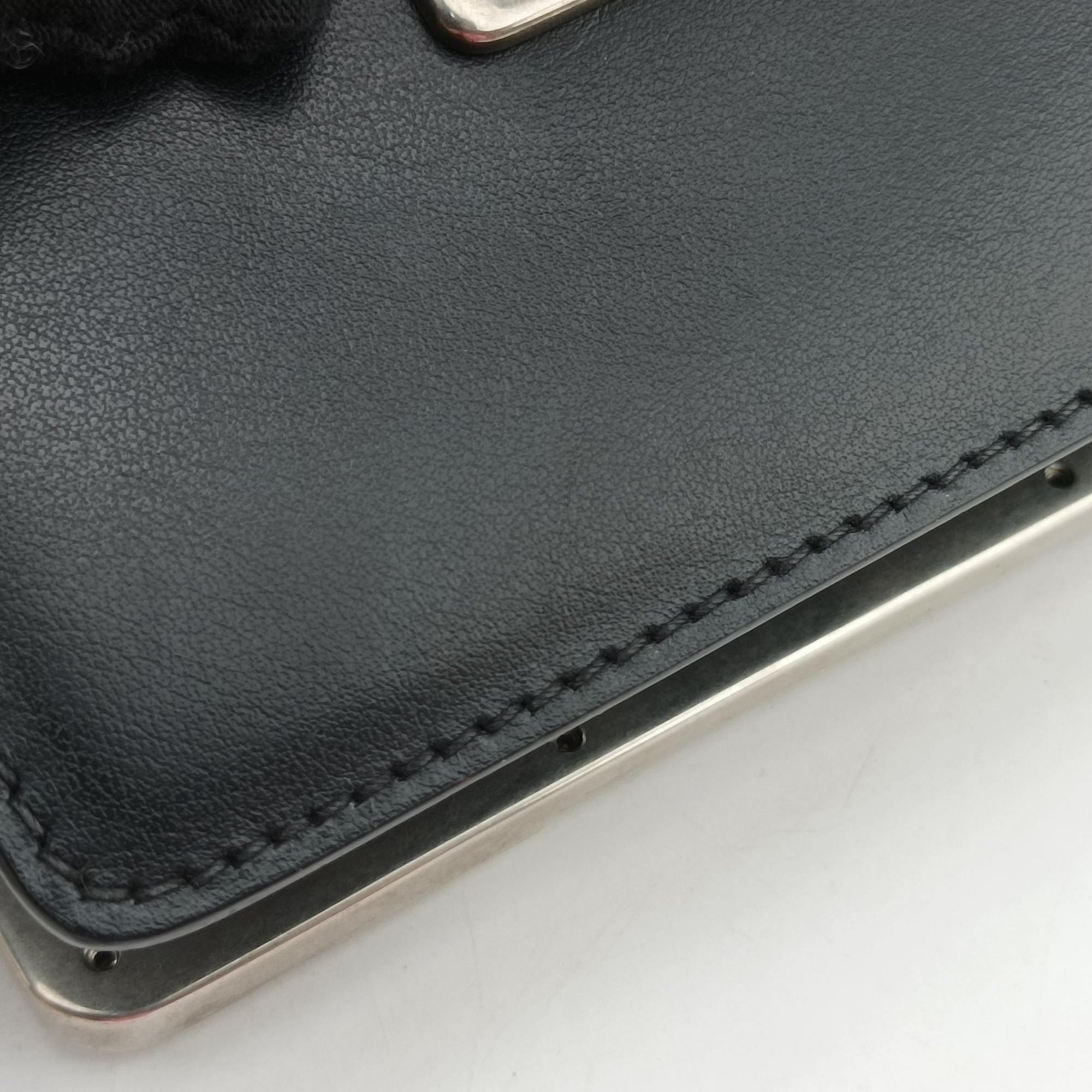 Pre-owned Prada Cahier Black Leather 1BH018 shoulderbag | stylenewstar