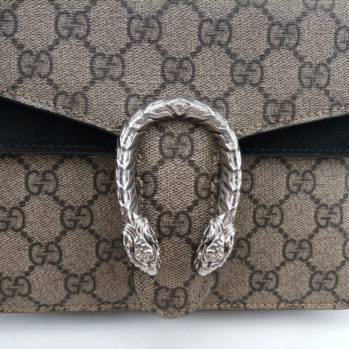 Pre-owned Gucci Dionysus beige×black PVC coated canvas × suede 421970 shoulderbag | stylenewstar