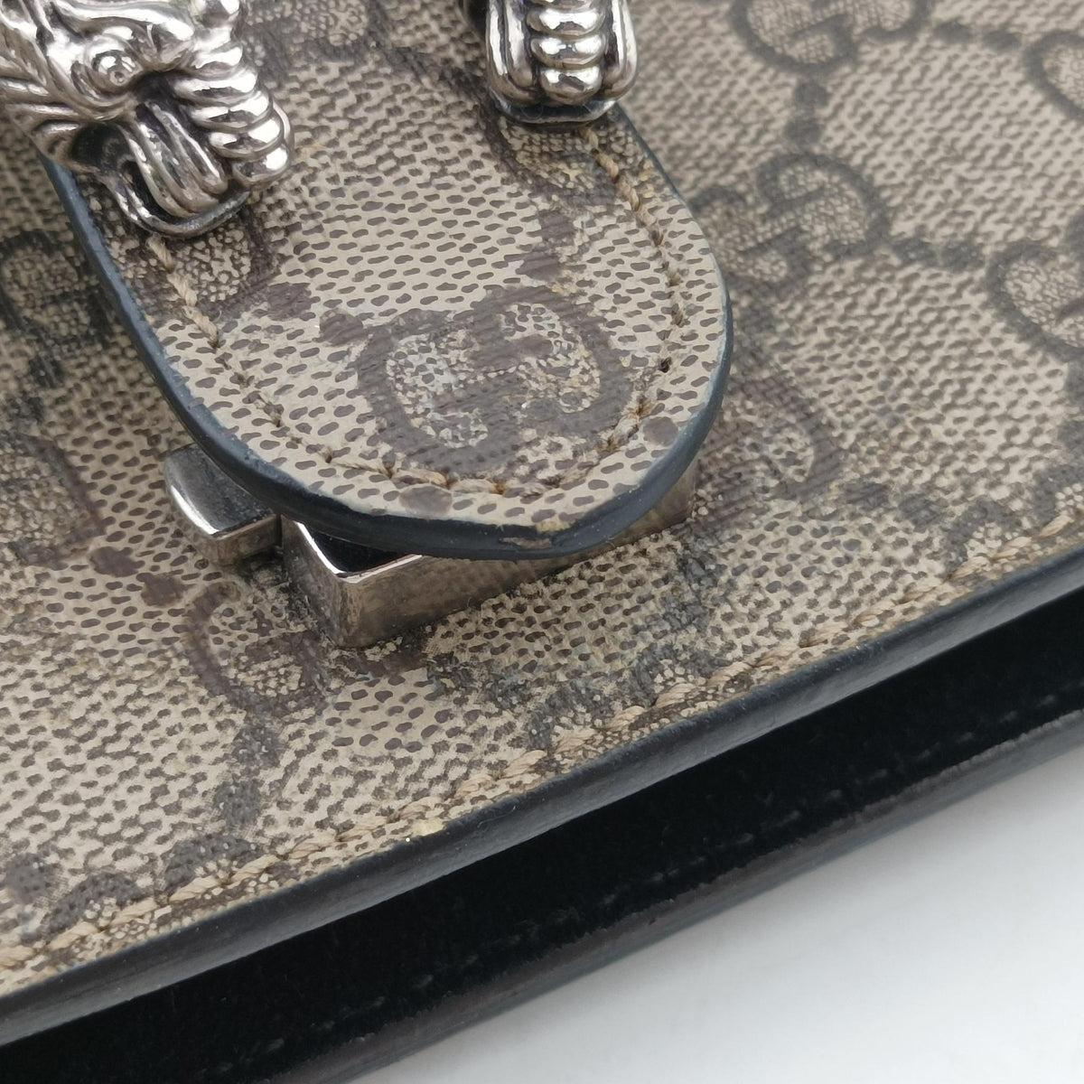 Pre-owned Gucci Dionysus beige×black PVC coated canvas × suede 421970 shoulderbag | stylenewstar