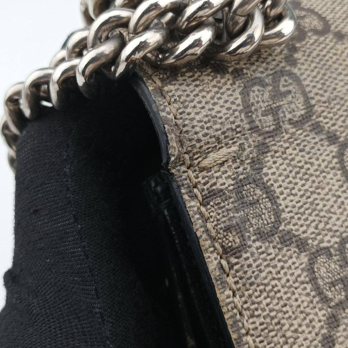 Pre-owned Gucci Dionysus beige×black PVC coated canvas × suede 421970 shoulderbag | stylenewstar