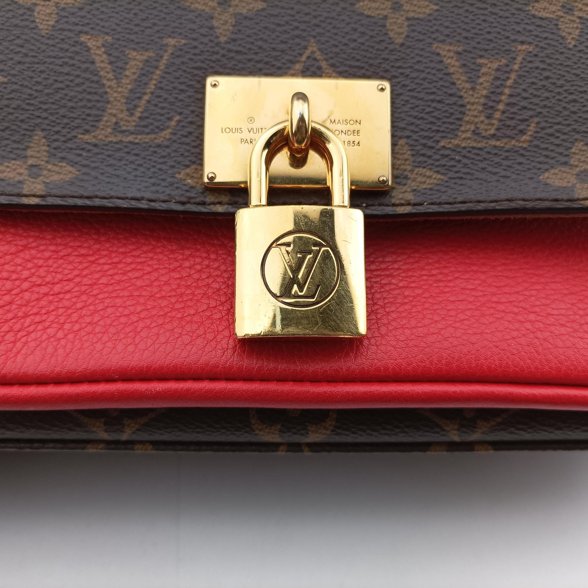Pre-owned Louis Vuitton MARIGNAN Brown×COQUELICOT Monogram Canvas×calf leather M44544 shoulderbag | stylenewstar