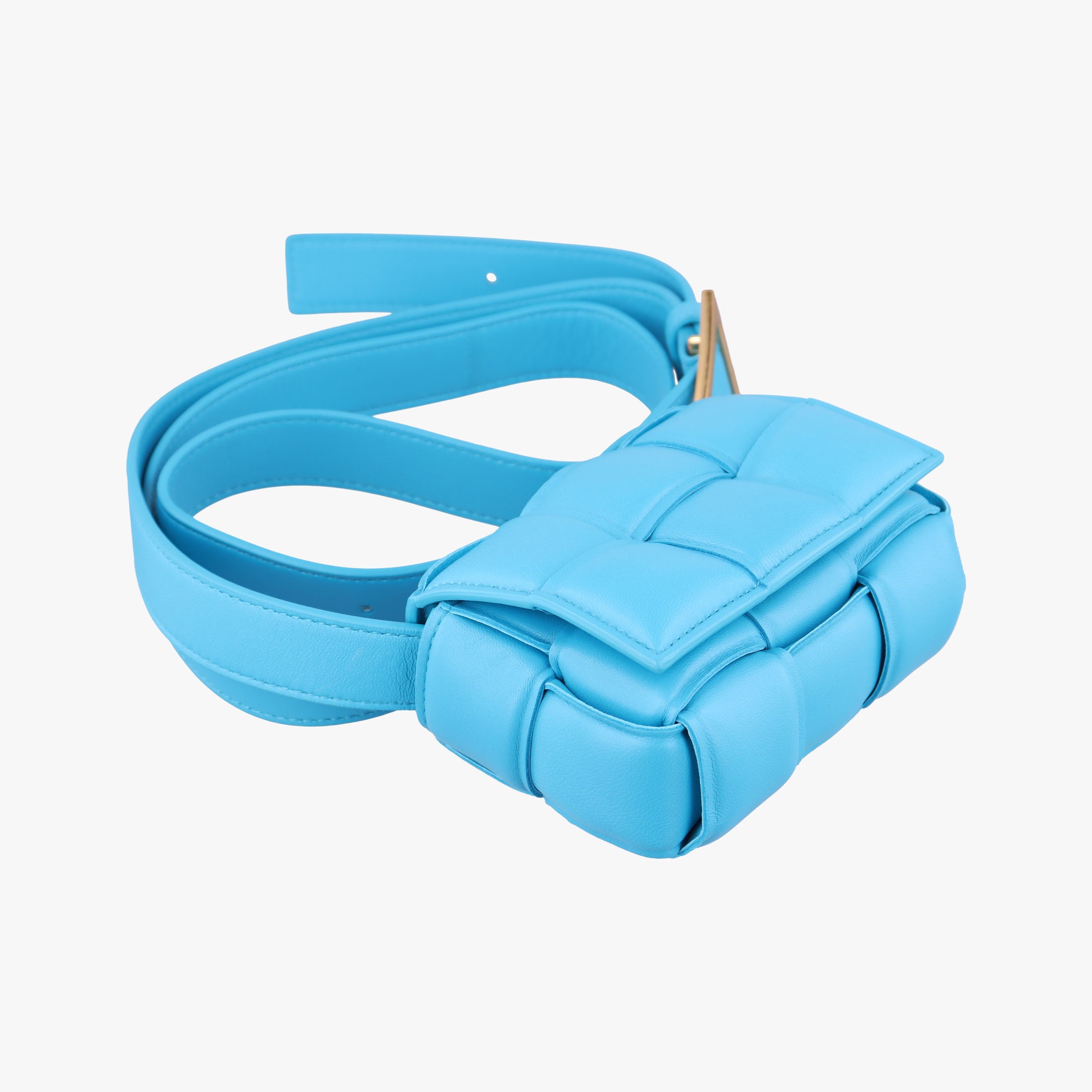 Pre-owned Bottega Veneta candy cassette Blue Leather  shoulderbag | stylenewstar