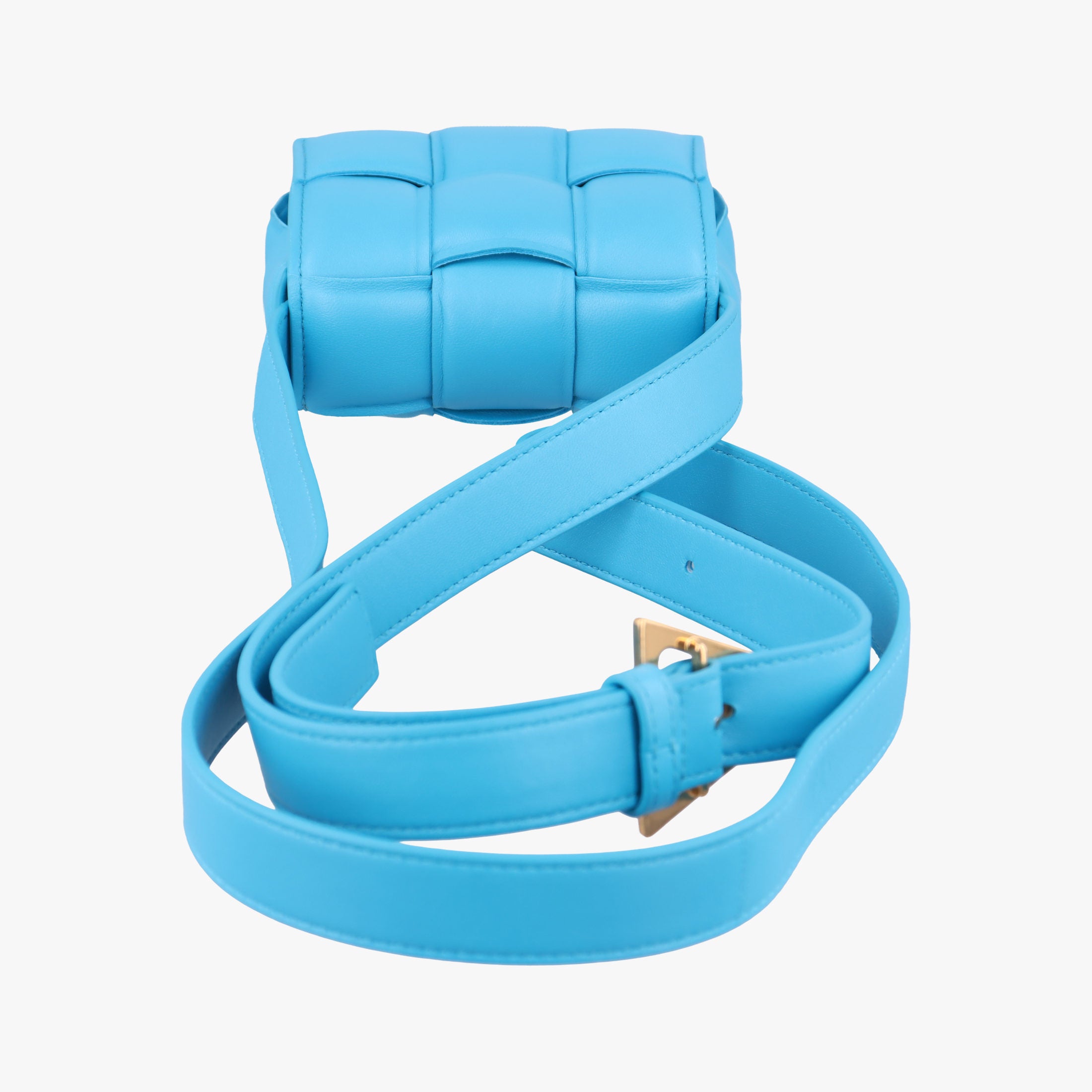 Pre-owned Bottega Veneta candy cassette Blue Leather  shoulderbag | stylenewstar